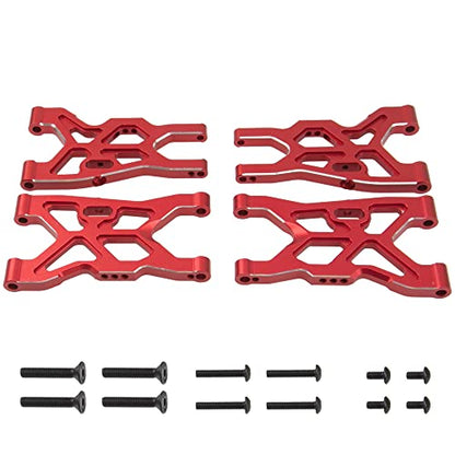 Metal Front & Rear Suspension Arms Set Upgrades Parts Compatible with Arrma 1/8 Infraction 4X4 MEGA/Vendetta 4X4 3S BLX RC Car (Red) - color: Red
