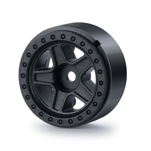 4PCS 1.0inch Wheel Rims RC Plastic 5-Spokes Beadlock Wheel Rim Hub for Axial SCX24 Deadbolt All 1/24 Scale RC Crawler Upgrade Parts Accessories (Black) - color: Black