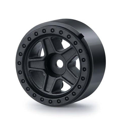 4PCS 1.0inch Wheel Rims RC Plastic 5-Spokes Beadlock Wheel Rim Hub for Axial SCX24 Deadbolt All 1/24 Scale RC Crawler Upgrade Parts Accessories (Black) - color: Black