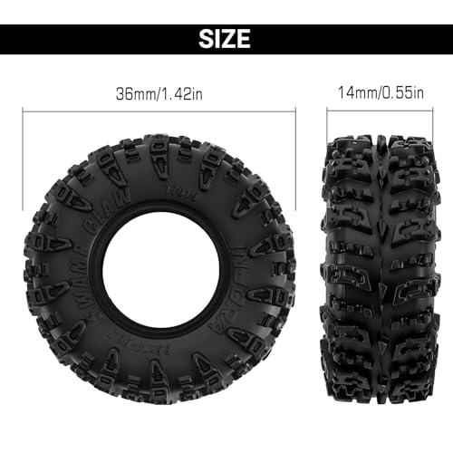 INJORA 0.7" Swamp Claw Tires 36 * 14mm for Axial SCX30 Upgrade, T7019