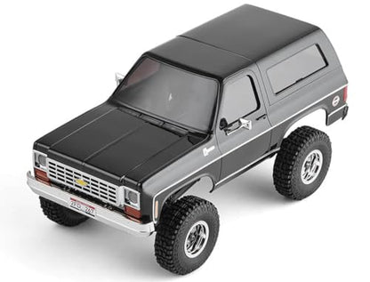 BEEZRC FMS 1/24 FCX24S Chevy K5 Blazer S RC Crawler, Officially Licensed RC Rock Crawler, RC Pickup Truck SUV, 4WD 2.4GHz Hobby RC Model, 8km/h Mini Car,Off-Road Remote Control Car for Adults(Black) - color: Black