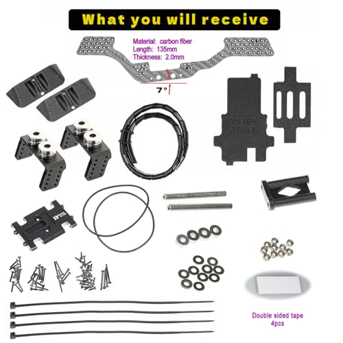 Carbon Fiber Chassis Kit for SCX24, 7° Angled Skid, LCG Chassis Kit for Axial SCX24 C10 Upgrade Parts, JLU, Bronco, Deadbolt, Silvery - color: Silver