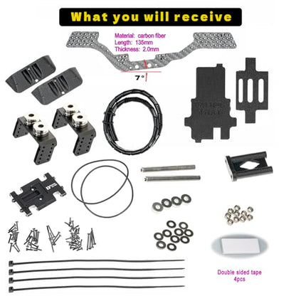 Carbon Fiber Chassis Kit for SCX24, 7° Angled Skid, LCG Chassis Kit for Axial SCX24 C10 Upgrade Parts, JLU, Bronco, Deadbolt, Silvery - color: Silver