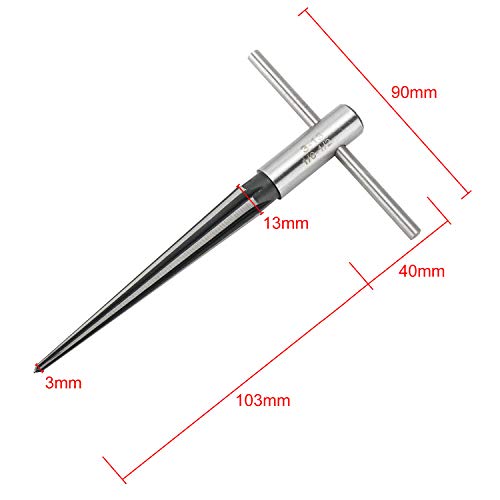 2 pcs Tapered Reamer T Handle 6 Fluted Chamfer Bridge Pin Hole Hand Held Reamer Sizes 1/8"-1/2" (3-13mm) & 5''-5/8'' (5-16mm) Handle Drilling Tools