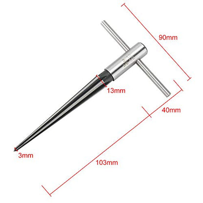 2 pcs Tapered Reamer T Handle 6 Fluted Chamfer Bridge Pin Hole Hand Held Reamer Sizes 1/8"-1/2" (3-13mm) & 5''-5/8'' (5-16mm) Handle Drilling Tools