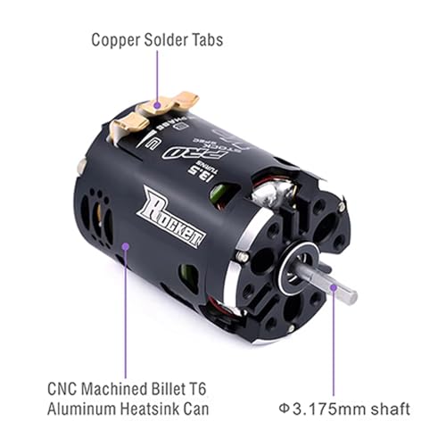 Surpass Hobby Rocket V3 540 13.5T Sensored Brushless Motor, 3200KV Competition RC Motor for 1/10 Drift Car, Touring Car and Racing Vehicles, Dual Sensor Ports, Adjustable Timing