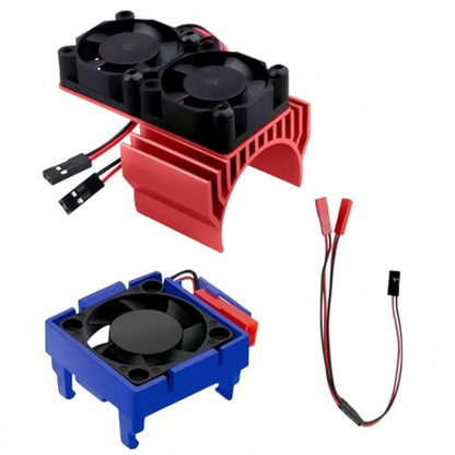 VXL-3s ESC Cooling Fan and Motor Cooling Fan Dual Fan Set Compatible with 1/10 Traxxas Slash 4×4 VXL Rustler 4X4 Stampede 4X4 Hoss 4×4 Velineon VXL-3s Heat Sink,Red - color: Red
