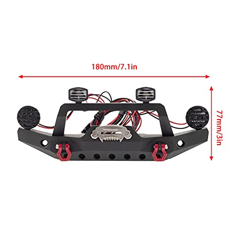 Aluminium Alloy Anti-Collision Front/Rear Bumper Protective Bar with LED Lights Compatible with Axial SCX10 90046 TRX-4 SCX10 iii AX103007 1/10 RC Crawler Car Upgrade Parts (Front Bumper) - style: Front Bumper