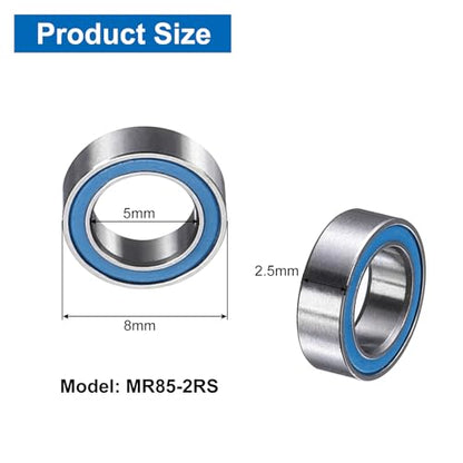 uxcell 4 Pcs MR85-2RS Deep Groove Micro Bearing, 5x8x2.5mm Double Rubber Sealed Chrome Steel Small Bearings (ABEC5, Z4 Low Noise) - size: MR85-2RS