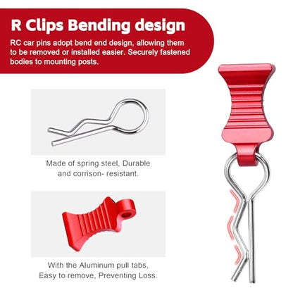 1/10 RC Body Clips Pins with Pull Tabs for Traxxas TRX4 Axial SCX10 Redcat RC Scale Car Crawler Truck Body Shell Post Mount Replacement, 4-Pack (Red) - color: Red