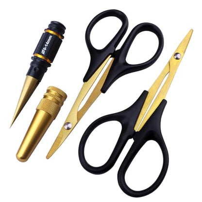 RC Body Reamer 0-14mm Hole Puncher Curved & Straight Scissors RC Car Tools Lexan Body Mounting Combo Set (3-Pack)