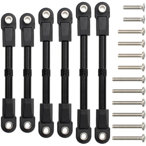 6Pcs Adjustable Aluminum Turnbuckles Camber Links Set for Traxxas Slash 4X4 2WD / Rustler/Stampede/Hoss/Bandit 1/10 RC Short Course Trucks Replacement Upgrade Accessories (Black) - color: Black