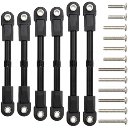 6Pcs Adjustable Aluminum Turnbuckles Camber Links Set for Traxxas Slash 4X4 2WD / Rustler/Stampede/Hoss/Bandit 1/10 RC Short Course Trucks Replacement Upgrade Accessories (Black) - color: Black