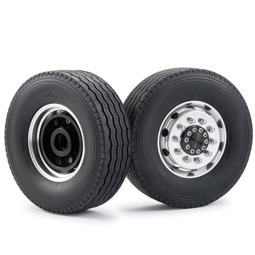 RC Car Toys Parts for Tamiya 1/14 6PCS Wheel Tires Complete Set Metal Front Rear Hub Rubber Tyre RC Tractor Truck Car Parts