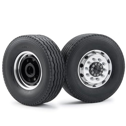 RC Car Toys Parts for Tamiya 1/14 6PCS Wheel Tires Complete Set Metal Front Rear Hub Rubber Tyre RC Tractor Truck Car Parts