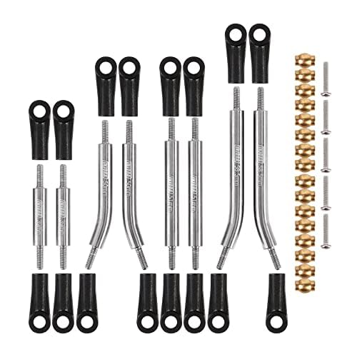 INJORA Steel 4 Links Set for SCX24 C10 JLU Bronco Base Camp 4Runner(Silver) - color: Silver