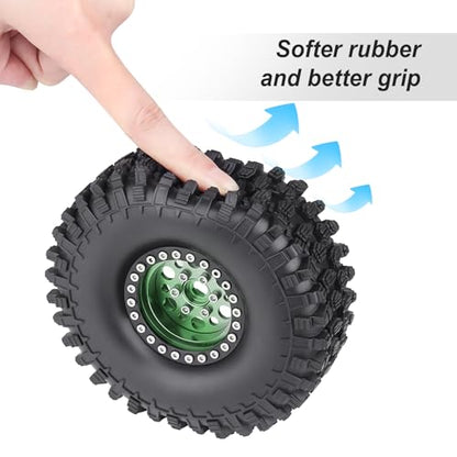 HobbyPark 120mm / 4.72inch 1.9 Crawler Tires and 1.9 Beadlock Wheels Set Foam Inserts for Axial SCX10 II III Traxxas TRX-4 Redcat Gen8 Gen7 Upgrades Replacement Parts (4-Pack) (Green&Black) - color: Green&black