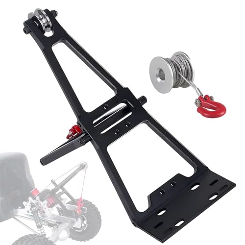 AMK Tow Truck Accessory Kit for 1/10 RC Crawler Chassis, Includes Crane Arm and Winch, Compatible with SCX10 TRX4 Capra LCG Chassis Upgrades - color: Black