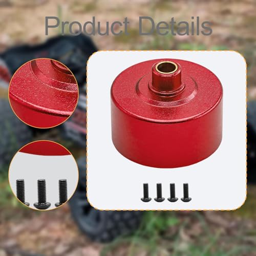 Yiju Differential Case Housing RC Aluminum Alloy Differential Carrier Metal Upgrade Lightweight Construction Replacement Part Suitable for Remote Control C, Red