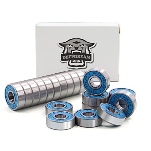 Premium 20Pcs 608rs Bearings Skateboard Bearings Chrome Steel Bearing Longboard Bearings (8x22x7mm) Double Rubber Sealed Deep Groove Bearing - size: 608-2rs-blue