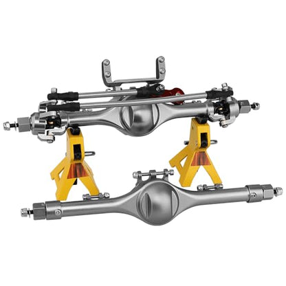 Complete Metal Front Rear Straight Axle Upgrades Part for 1/10 Axial SCX10 II Deadbolt 90046 90047 SCX10 RC Crawler Car Hops Up (Titanium) - color: Titanium