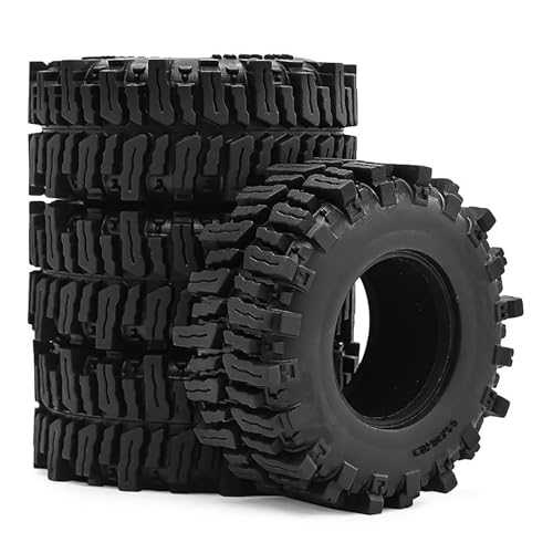 4PCS 1.3" Rubber Tire All Terrain Wheel Tyre with Foam Inserts for 1/12 1/14 1/18 1/24 Crawler Car for TRX4M SCX24 AX24 FCX24 FMS 1/24 Micro 1.0inch Beadlock Upgrade Parts (64x26mm,B) - color: 64x26mm,b
