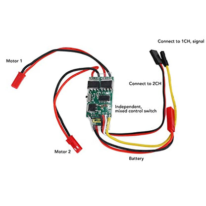 RC Brushed ESC, 2pcs 6V-14V Two Way Bidirectional Brushed ESC 2S-3S Lipo RC Brushed Motor Speed Controller for RC Model Car Boat 130 180