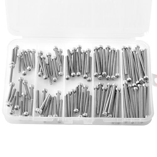 M3 x 20mm 25mm 30mm 35mm 40mm Hex Socket Head Cap Screws Bolts, 304 Stainless Steel, Metric Machine Fully Threaded, Bright Finish, Allen Hex Drive, Assortment Kit 100PCS - size: M3 x 20/25/30/35/40mm (100PCS)