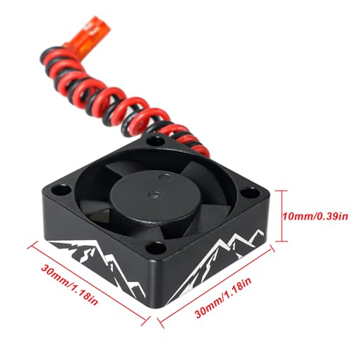 Aluminum Alloy RC Motor Cooling Fan 30x30mm Heatsink 28000RPM ESC Cooling Fan for 1/8 1/10 1/12 RC Car 540 550 Brushless Motor (Black)