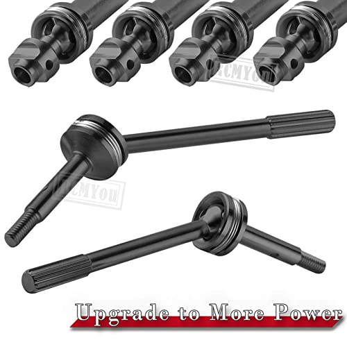 RC Stainless Steel Drive Shaft CVD Upgrades Part for 1/10 Slash VXL 4X4,Rustler/Stampede/Hoss VXL 4X4 4WD,4PCS Front Rear #45 Axles with Hex,Black - style: Black for 1/10 4wd