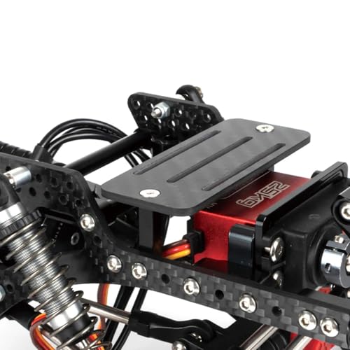 Carbon Fiber Battery Tray & ESC Receiver Mount for SCX10 Upgrade | Lightweight carbon fiber material. Fit SCX10 crawler cheater rigs and LCG chassis. Practical RC chassis upgrade part.