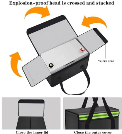 14.18"x9.85"x7.88" Ebike Lipo Battery Safe Bag Large Capatity Bag for Lipo Battery Pack Storage Charging Transport,Home Office Travel Lipo Safe Storage Pouch - size: 360*250*200mm