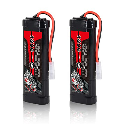 GOLDBAT 4200mAh 7.2V NiMH RC Battery with Tamiya Connector for for RC Evader BX Car Truck Truggy Buggy Tank Car Racing.