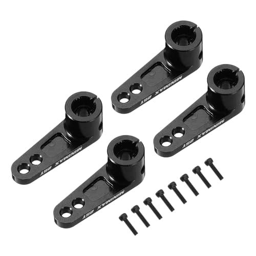 MECCANIXITY Aluminum Alloy 25T Steering Servo Arm Horn Black for 1/8 1/10 RC Car/Boat/Airplane Boat Accessories 4 Pcs - color: Black
