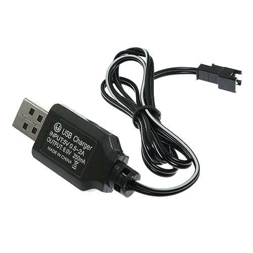 6.0V 250mA USB Charger Power Adapter Cable for 6V 700mAh Ni-cd Battery 4WD Old Version Amphibious Stunt RC Cars Vehicle/SM-2P 6V USB 2, 60cm Length