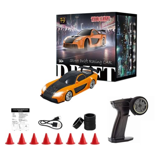 1/43 Scale RC Mini Drift Car, 2.4GHz Full Proportional 4WD Remote Control Racing Cars Model with Lights, Li-po Battery 15KM/H and 30 Minutes Runtime (RTR) - Gyro Version - color: 4309, size: Gyro Version