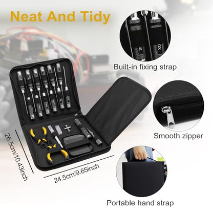 19Pcs RC Car Tool Kit Hex Screwdriver Set Nut Drivers Phillips Screwdrivers Plier Wrench Body Reamer for 1/8 1/10 Traxxas Axial Arrma DJI Drone Boat RC Repair Tool Kit Black - color: Black