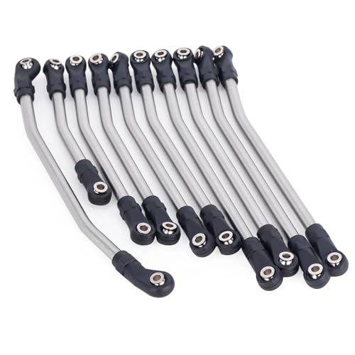 RC Car Upgrade Parts for Axial for SCX10 II 90046 1/10 RC Car Upgrade Parts Stainless Steel 10Pcs Links Rod Set with Ball End 313/324mm Wheelbase - size: 324mm