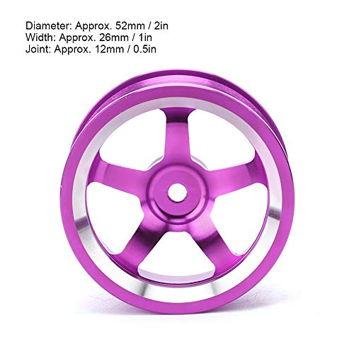 4 Pcs RC Wheel Hub, Aluminum Alloy Wheel Hub Accessory RC Parts Wheels Upgrade Parts Fit for HSP 94123 Touring Drift Car - color: Purple