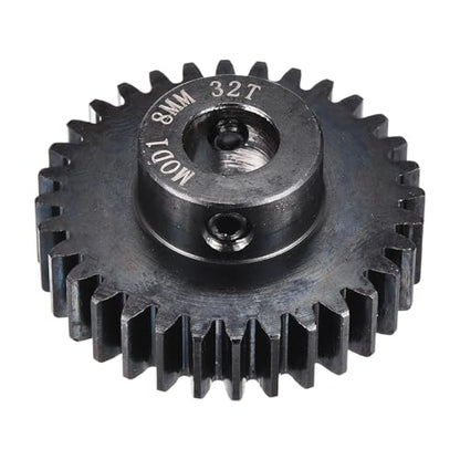 MECCANIXITY 1M 32T 40 Chrome Steel Motor Pinion Gears, 1.34" x 1.3" RC Motor Gears Fits 8mm Shaft Bore for RC Vehicles Truck Drift Remote Control Car Off-Road Crawler Parts, Black - style: 32T