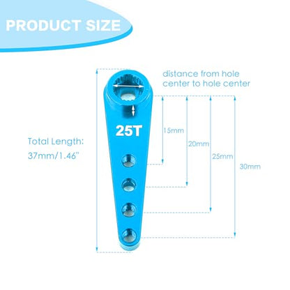 6PCS Aluminum 25T Servo Horn 37mm for Futaba Savox Power(Blue) | 25 Teeth Extension Steering Arm Server,Compatible with Futaba Savox Power HD HSP MG995 MG996 Servos,CNC Machining - color: 6pcs Blue