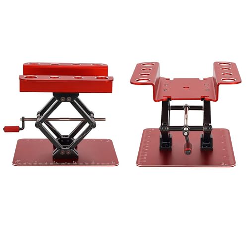 RC Car Stand, Aluminum Liftable Adjustable RC Car Work Stand, Repair & Display RC Stand for Traxxas TRX4 Axial Arrma Redcat Losi 1/8 1/10 1/12 1/14 1/16 1/18 1/24 RC Car (Red) - color: Red