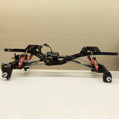 Carbon Fiber 1/10 LCG Chassis Kit with Delrin Skid Front Bumper Body Mount | Low Center of Gravity, 8° Angled Skid, Multiple Holes Shock Towers, Fits Straight Axle and Portal Axle