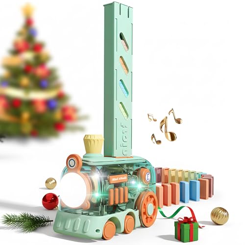 RC Tank Car with Drift Hand Gesture Control 2.4Ghz Free Deformation Truck with Light Spray & Domino Train Toy 80 PCS Dominos STEM Montessori with Lights & Music Gifts for Boys Girls 3-6