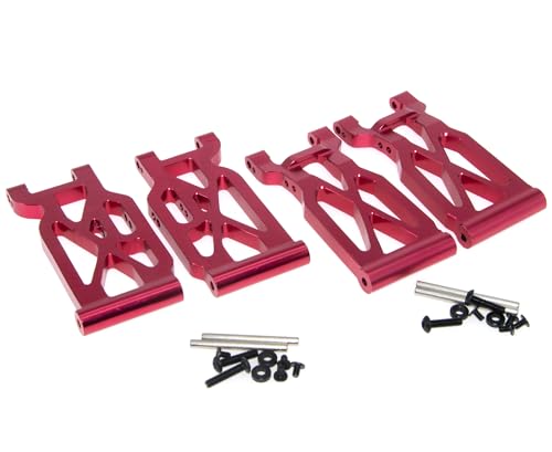 Suspension Control A Arms Compatible With 1/10 Wltoys 104001 144002 124019 124018 124017 144010 Parts RC Car Truck Aluminum Alloy Swing Suspension Arm Upgrade(Red)