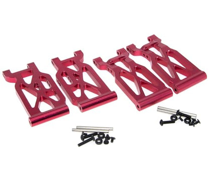 Suspension Control A Arms Compatible With 1/10 Wltoys 104001 144002 124019 124018 124017 144010 Parts RC Car Truck Aluminum Alloy Swing Suspension Arm Upgrade(Red)