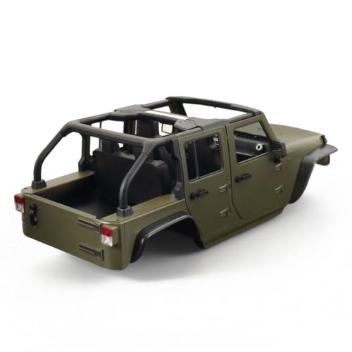 1/10 RC Jeep Wrangler Convertible Hard Shell Kit, for 1/10 RC Crawler TRX4 Axial SCX10 90046 90027 313 Wheelbase Shell Modification Accessories (Military Green) - color: Military Green