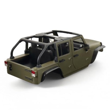1/10 RC Jeep Wrangler Convertible Hard Shell Kit, for 1/10 RC Crawler TRX4 Axial SCX10 90046 90027 313 Wheelbase Shell Modification Accessories (Military Green) - color: Military Green