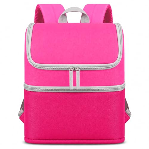 Carrying Case Backpack for Toniebox 1 & 2, 2-Layer, Holds 25+ Figures | Padded 210D lining and 8mm shock absorption fits headphones and charging dock 600D water-resistant polyester easy wipe-clean - color: Rosy/Pink