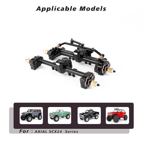 SCX24 Extended Portal Axles +10MM/Side, Front Rear High Clearance Axles for SCX24 Upgrades 1/24 RC Crawler, Extended Axial SCX 24 Axles Housing, More Tough, Durable and Steering Smooth